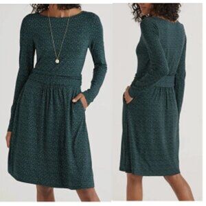 Boden Abigail Green Polka Dot Jersey Knit Long Sleeve Dress, Size 14R